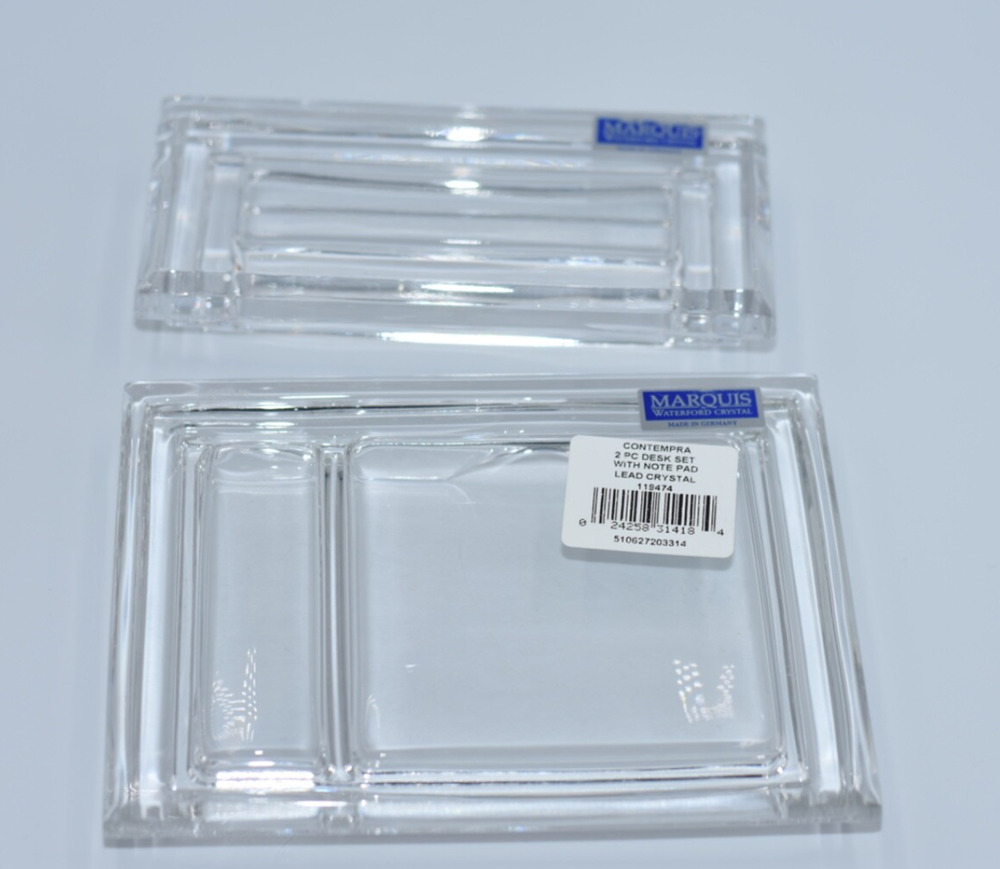 Waterford Marquis Contempra 2-Piece Desk Set Business Card, Note Pad Holder